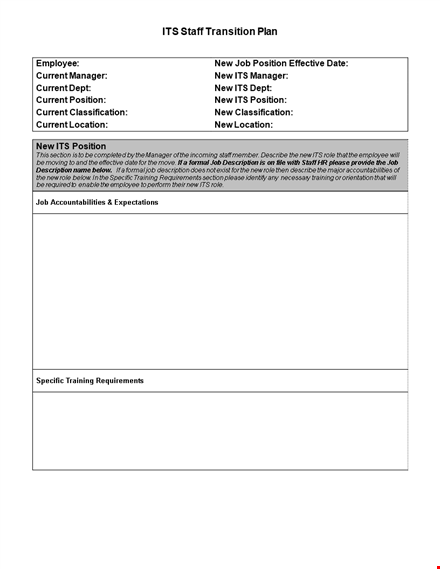 effective transition plan template for employee and manager success template