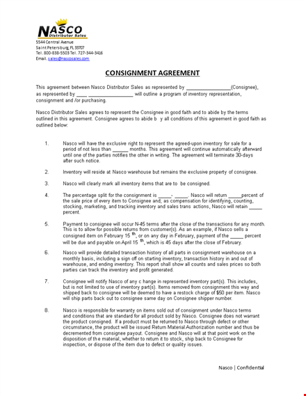 consignment agreement template - create an efficient inventory agreement with consignees | nasco template