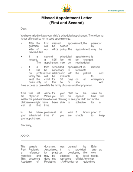 missed appointment letter template