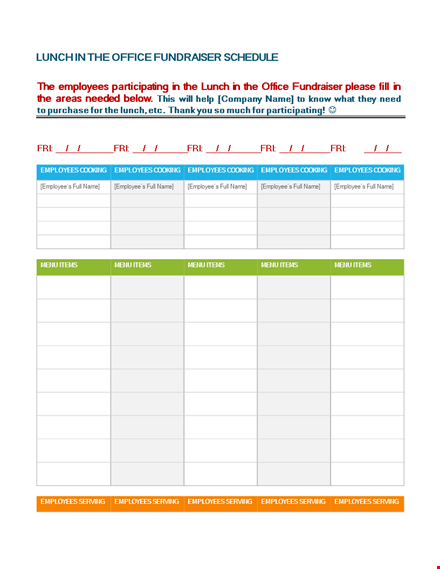 office lunch schedule template template