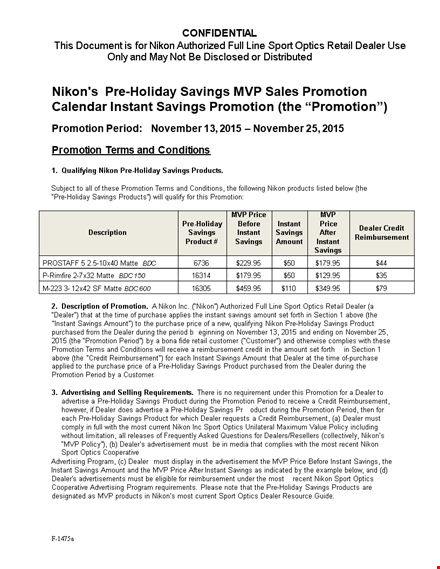 nikon sales promotion for dealers | save on promotion template