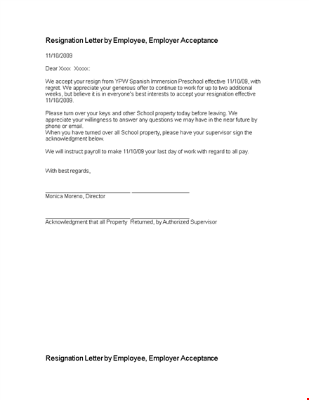 resignation letter by employee in doc template