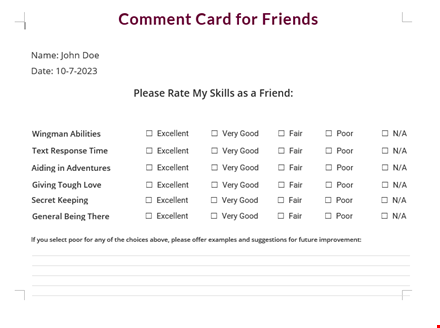 comment card template - create valuable feedback with jackson template