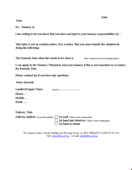 late rent notice template - effective tenancy remedy template
