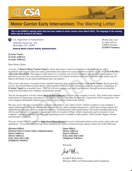 warning letter for violation of safety rules template