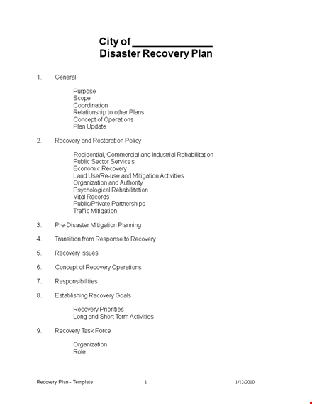 download our public disaster recovery plan template for effective recovery template