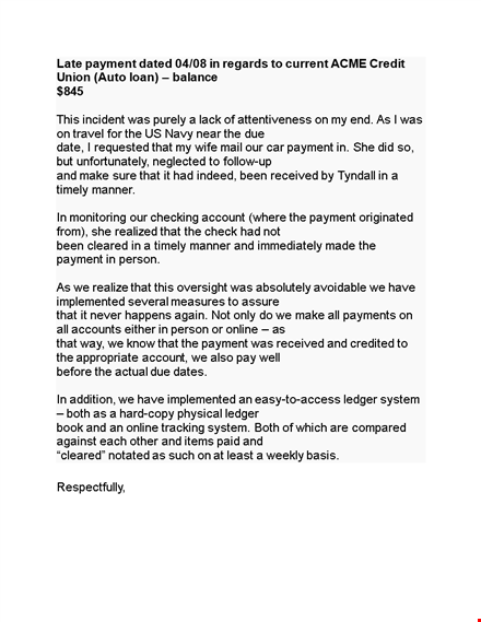 timely payment received - letter of explanation template