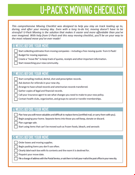 the ultimate moving checklist for a stress template