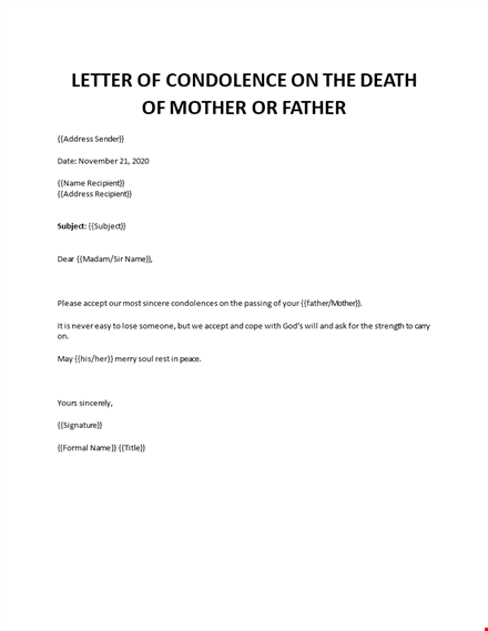condolences message for loss of mother template