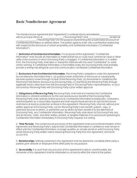 best non-disclosure agreement template for parties - protect your confidential information template