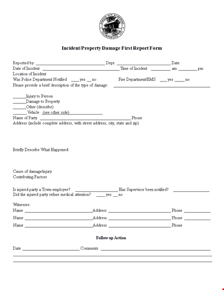 damage incident template