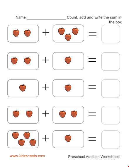 preschool addition worksheet template