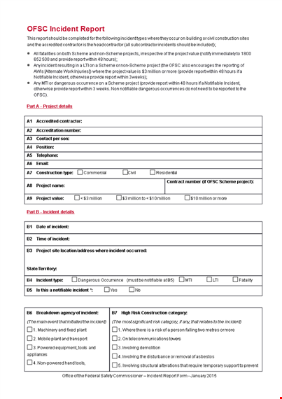 construction incident report form template template