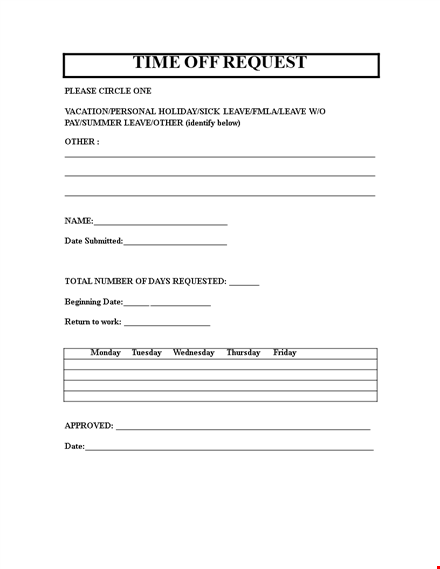 time off request form template - streamline leave requests with our easy-to-use time off form template