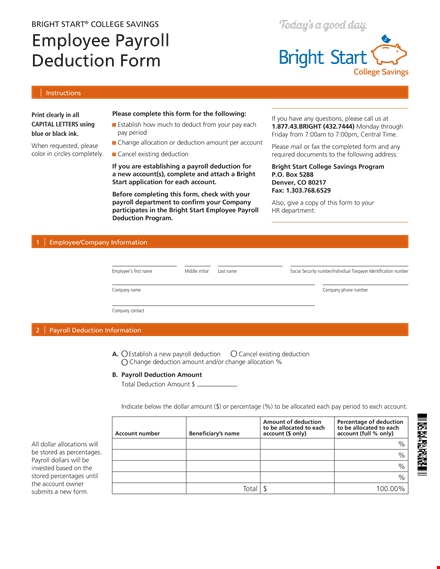 employee payroll deduction form template