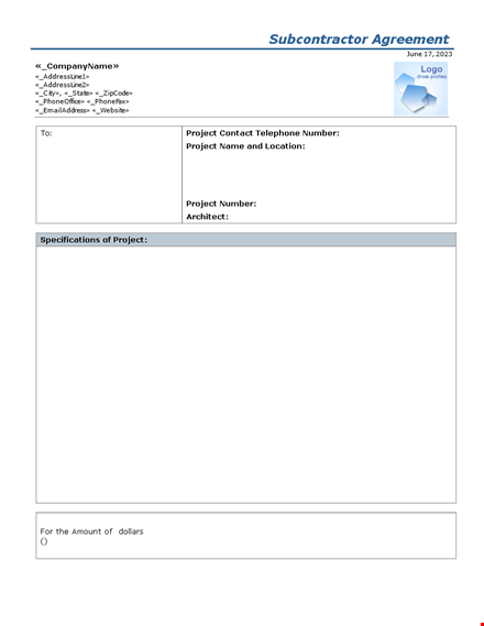 create a strong subcontractor agreement for your project - template