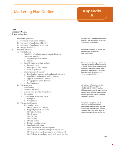 strategic marketing plan outline template template