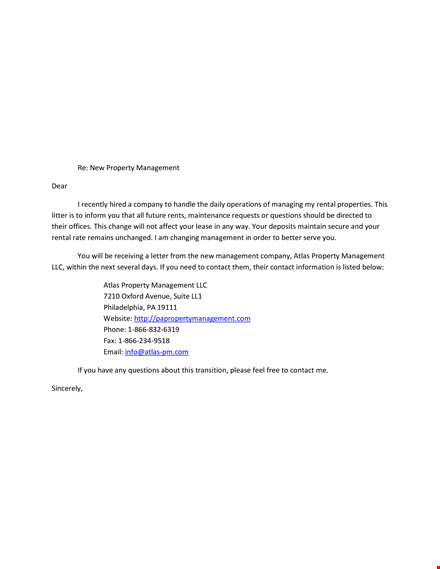 transfer of property management letter template template