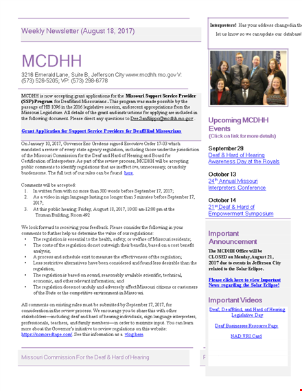 weekly newsletter template template