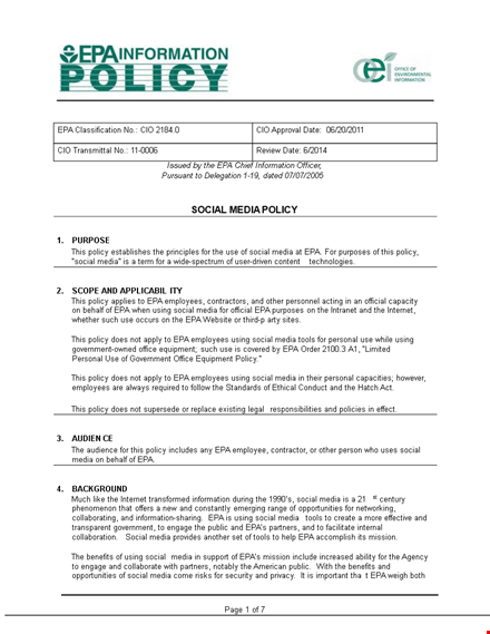 official social media policy | guidelines for media use template