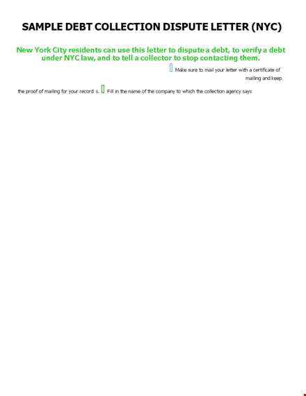 collection dispute letter template template