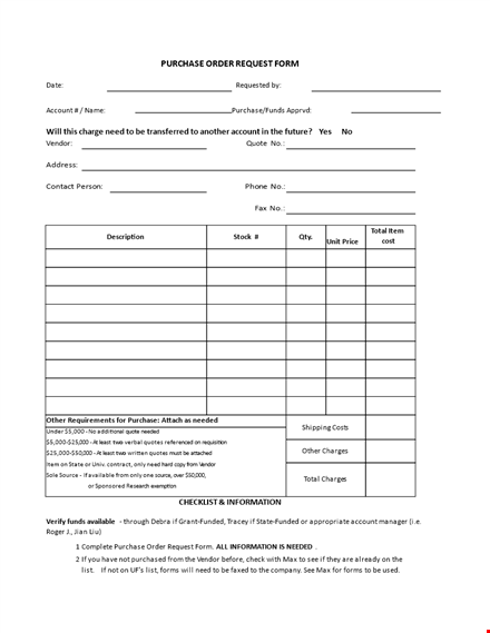 purchase request order template