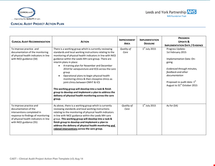 clinical audit action plan: streamlining and elevating your audit efforts template