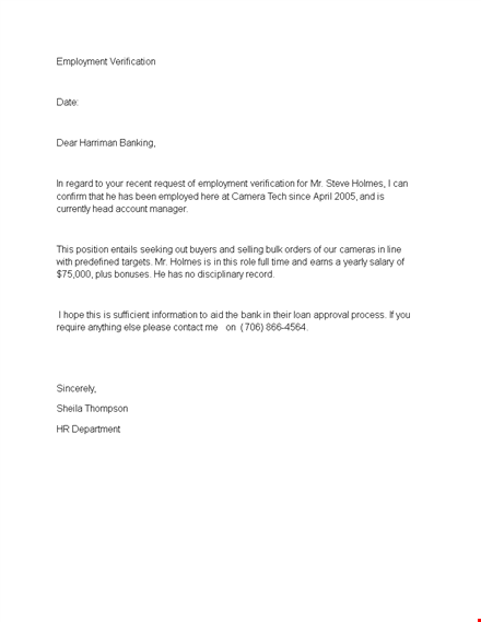 proof of employment letter template template
