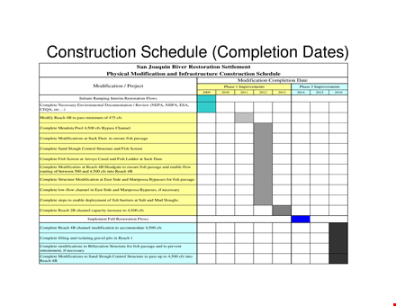 construction schedule sample template