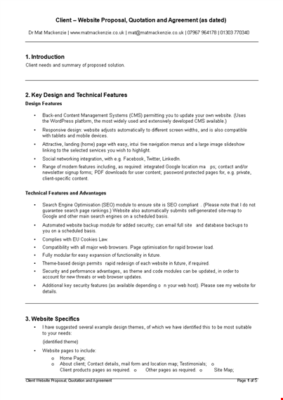 client website design proposal agreement template