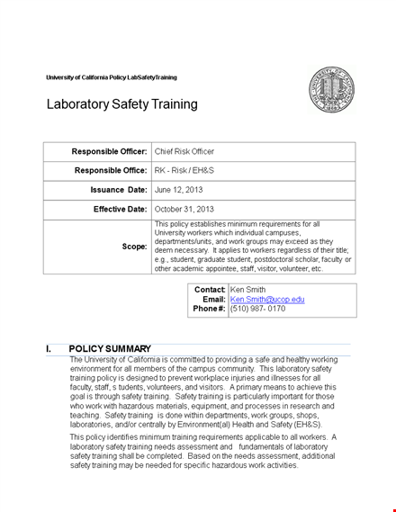 lab safety training template