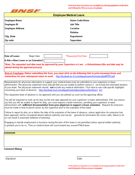 leave of absence template for employee | medical leave template template