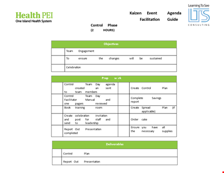 event agenda sample - take control and spread the word template