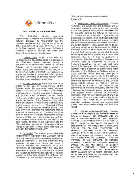 customer software license agreement template - informatica template