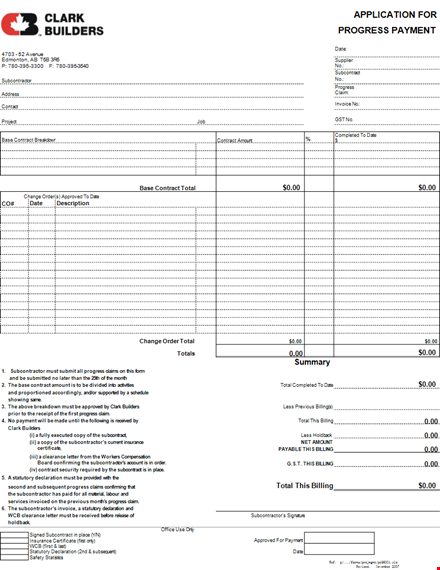 application for progress payment template