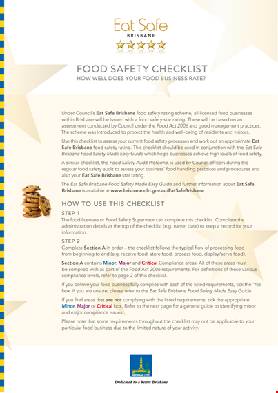 food safety quality control checklist template template
