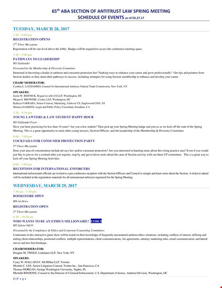 sample event agenda - washington | chair & antitrust topics template