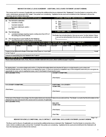 motor vehicle lease agreement template - rent a vehicle hassle-free template