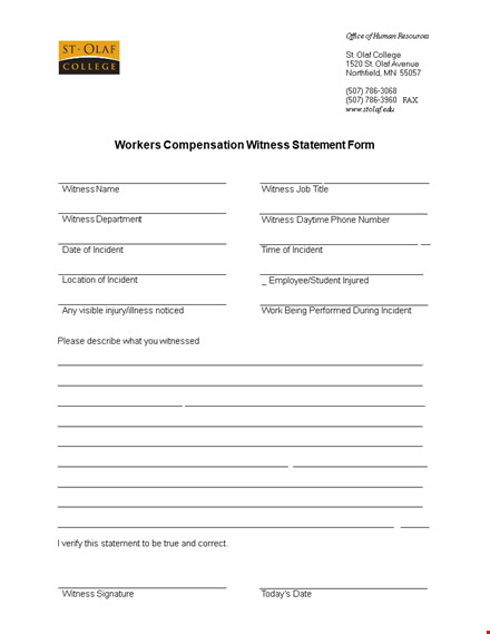 office incident: witness statement form template