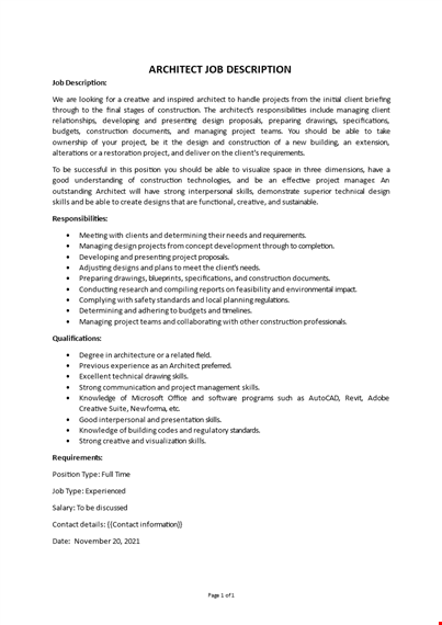 architect job description template