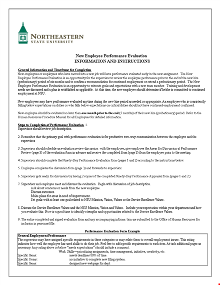 new employee review form: driving employee performance and meeting expectations template