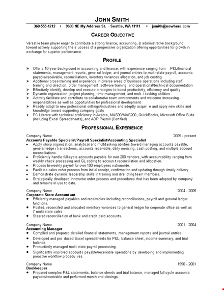 financial accountant resume example - company accounting | accounts | payroll | payable template