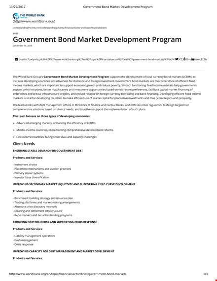 government bond market development program template