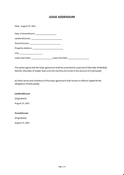 lease addendum template