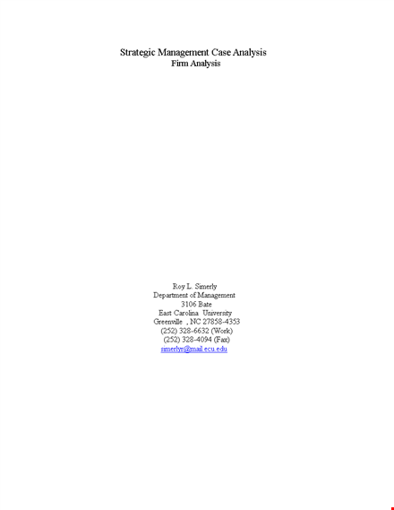strategic management case analysis template template