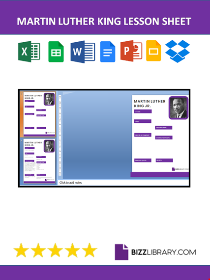 martin luther king lesson sheet template