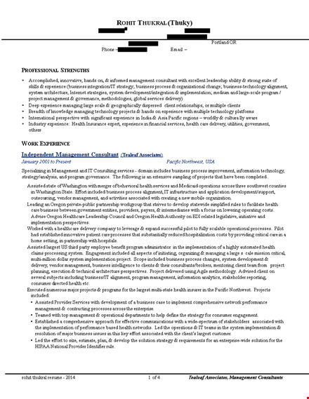 independent management consulting resume template