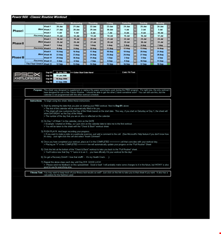 classic routine workout template template