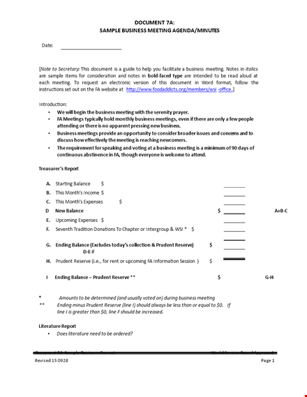 small business meeting agenda template