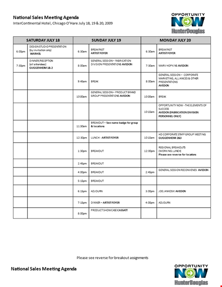 national sales meeting agenda | sales, gallery, breakout sessions template